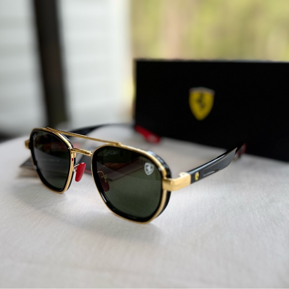 Ray-Ban RB3676M Scuderia Ferrari Sunglasses – Arista Gold / Green G-15 Lens